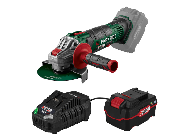 Battery-powered angle grinder + Battery /4 Ah + Battery charger /4