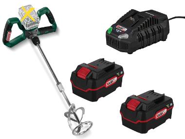 Battery-powered paint and mortar mixer + 4 Ah battery + Battery charger /4