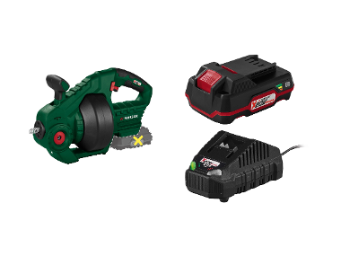 Battery-powered pipe cleaner + Battery /2 Ah + Battery charger /2