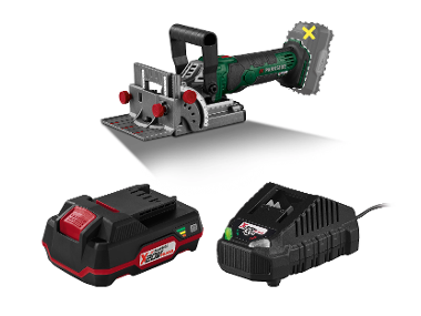 Cordless cutter for flat tenon grooves + Battery /2 Ah + Battery charger /2