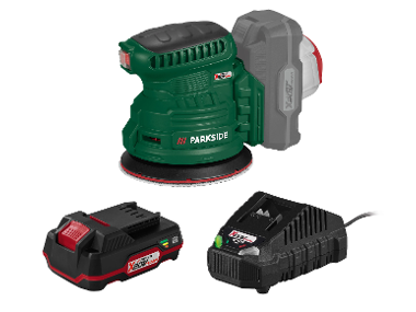 Eccentric grinder + Battery /2 Ah + Battery charger /2