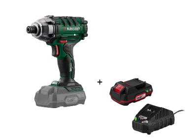 Cordless impact screwdriver with battery and charger