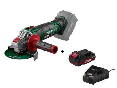 Angle grinder with battery and charger