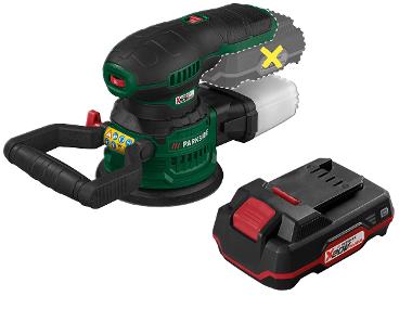 Cordless eccentric grinder + 2 Ah battery