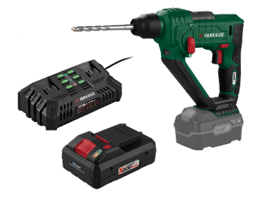 Hammer drill starter set with double charger