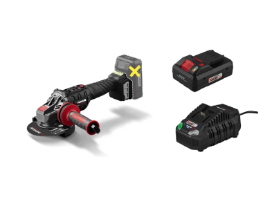 Angle grinder with smart battery and charger