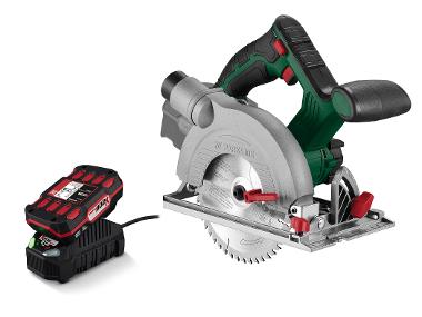 Cordless circular saw with battery and charger