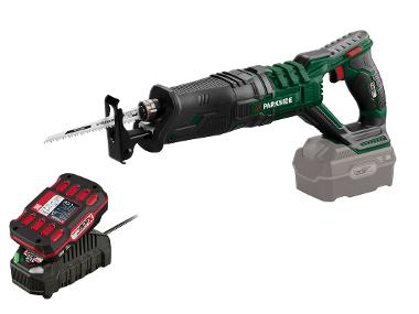 Cordless reciprocating saw with battery and charger