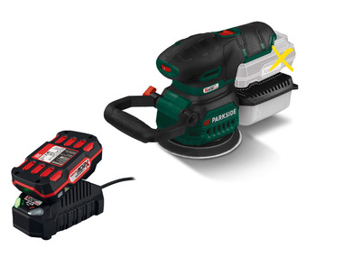 Cordless eccentric sander with battery and charger