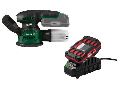 Cordless eccentric sander with battery and charger