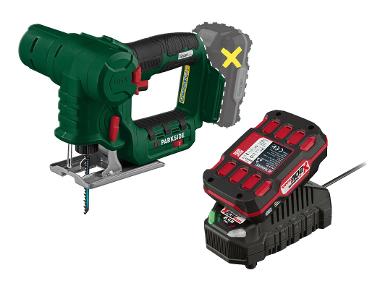 Cordless jigsaw and reciprocating saw with battery and charger