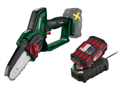 Cordless branch saw with battery and charger