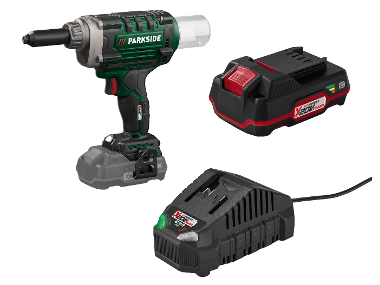 Cordless riveter for blind rivets + Battery /2 Ah + Battery charger /2