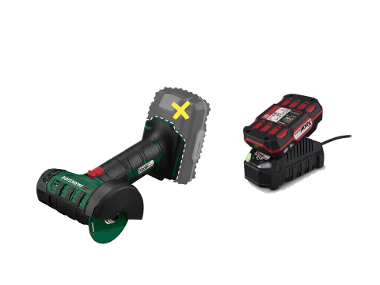 Angle grinder with battery and charger