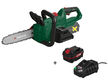 Chainsaw with battery and charger