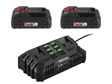 Set of 2 smart batteries 4 Ah with double charger 4
