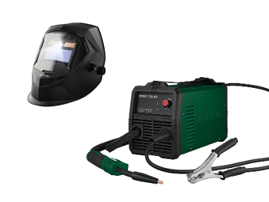 Inverter welding machine with automatic welding helmet black