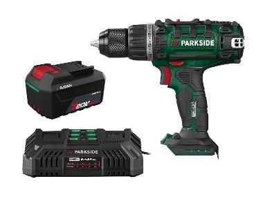 Zestaw Akumulatorowa wiertarkowkrętarka, 20 V z akumulatorem litowo-jonowym, 4 Ah i podwójną ładowarką, 2 x 4,5 A