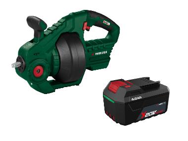 Zestaw Akumulatorowe urządzenie do czyszczenia rur, 20 V z akumulatorem litowo-jonowym, 4 Ah