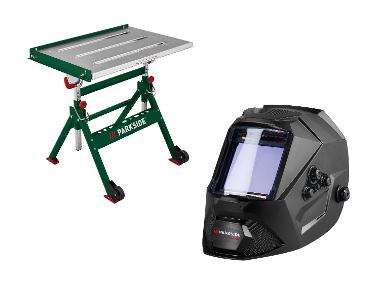 Welding Table and Auto-Darkening Welding Helmet
